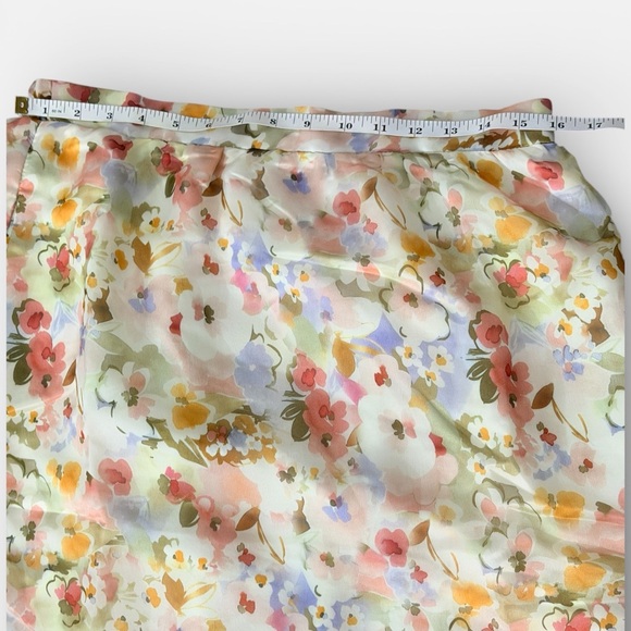 MELLODAY Women's Off White Floral Satin A-Line Maxi Skirt Large NWT - Picture 3 of 7